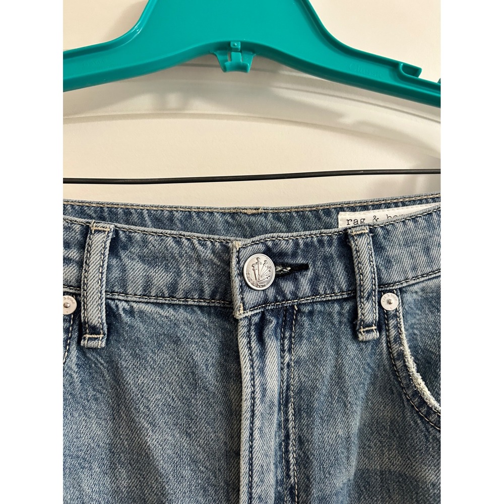 Rag & Bone Beverly Denim Maxi Skirt Light Indigo Front Slit Raw Hem 28 - Picture 6 of 8